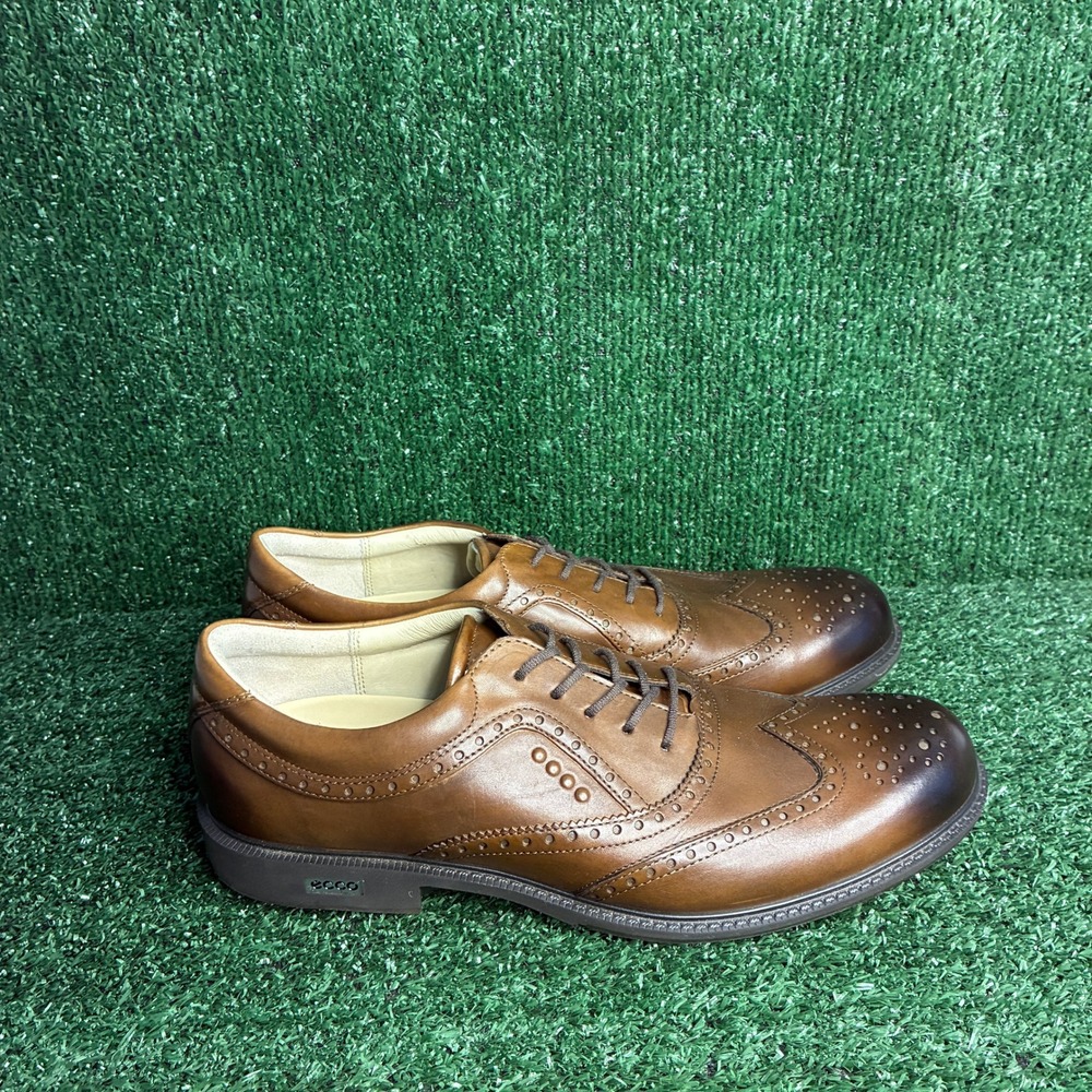 NEW ECCO Tour Hybrid Wingtip Brogue Spikeless Golf Shoes Brown Mens Size 11-11.5